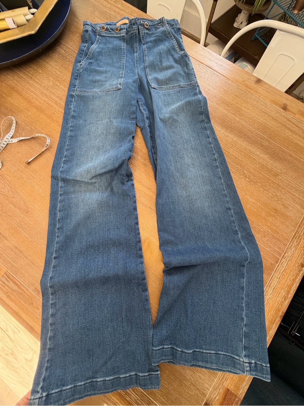 Anthropologie Pilcro High-Rise Wide-Leg Flare Patch Pocket Jeans – 27 Tall